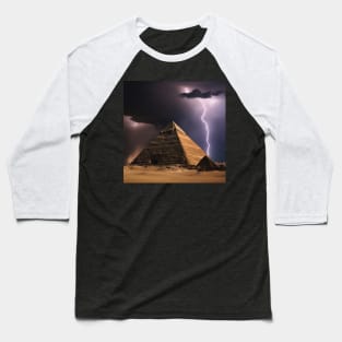 Iconic World Landmarks During A Thunderstorm: The Pyramids Egypt Baseball T-Shirt